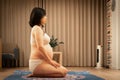 asian Pregnant Yoga for birth preparation Royalty Free Stock Photo