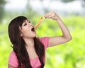 Asian pretty woman eating japanese food Royalty Free Stock Photo