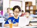 Asian primary school student studying in class