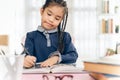 asian primary school student studying homework in classroom Royalty Free Stock Photo