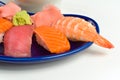 Asian Raw Fish Sushi Dinner w/ Shrimp Tuna Salmon Royalty Free Stock Photo