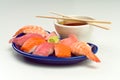 Asian Raw Fish Sushi Dinner w/ Shrimp Tuna Salmon Royalty Free Stock Photo