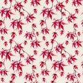 Asian red maple leaves. Seamless autumn wallpaper. Watercolour