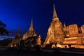 Asian religious architecture. Ancient Buddhist pagoda ruins at Wat Phra Sri Sanphet Temple in Ayutthaya, Thailand Royalty Free Stock Photo