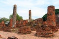 Asian religious architecture. Ancient Buddhist pagoda ruins at Wat Phra Sri Sanphet Temple in Ayutthaya, Thailand Royalty Free Stock Photo