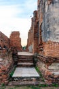 Asian religious architecture. Ancient Buddhist pagoda ruins at Wat Phra Sri Sanphet Temple in Ayutthaya, Thailand Royalty Free Stock Photo