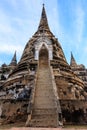 Asian religious architecture. Ancient Buddhist pagoda ruins at Wat Phra Sri Sanphet Temple in Ayutthaya, Thailand Royalty Free Stock Photo