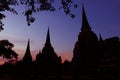 Asian religious architecture. Ancient Buddhist pagoda ruins at Wat Phra Sri Sanphet Temple in Ayutthaya, Thailand Royalty Free Stock Photo