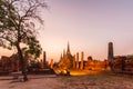 Asian religious architecture, Ancient pagoda at Wat Phra Sri Sanphet Temple under twilight sky, Ayutthaya Province, Thailand Royalty Free Stock Photo