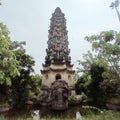 Asian religious high tower with a turtle\'s head at its base in the Co Le Pagoda in northern Vietnam.