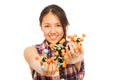 Asian researcher analyzing a molecular model Royalty Free Stock Photo