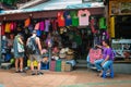 Asian retail stall with souvenirs in tourist area