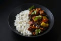 asian rice on a black background