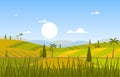 Asian Rice Field Paddy Plantation Agriculture Landscape Illustration Royalty Free Stock Photo