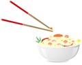 Asian rice with seafood vector illustration