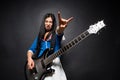 Asian rock star lady in studio