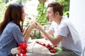 Asian romantic young couple enjoy Valentine