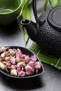 Asian rose tea and teapot Royalty Free Stock Photo