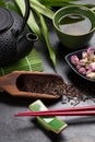 Asian rose tea and teapot Royalty Free Stock Photo