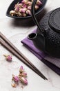 Asian rose tea and teapot Royalty Free Stock Photo