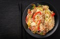 Asian salad with rice noodles, beef and vegetables.