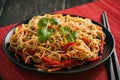 Asian salad with rice noodles and vegetables, korean style cuisine. Royalty Free Stock Photo