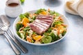 Asian salad with seared tuna sliced on top Royalty Free Stock Photo