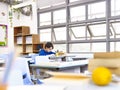 Asian school boy studying in classroom Royalty Free Stock Photo