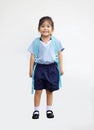 Asian school girl back to school on white Royalty Free Stock Photo