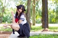 Asian school girl with charming eyes