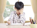 Asian schoolboy studying at home Royalty Free Stock Photo