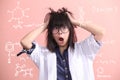 Asian scientist gets mad Royalty Free Stock Photo