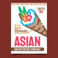 Asian Seafood Menu Creative Promo Poster Vector