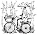 Asian fruit seller on the bicycle