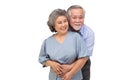 Senior couple hugging together isolated over white background Royalty Free Stock Photo