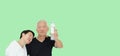 Asian senior couple promote drinking more water stay hydrate for healthy lifestyle Royalty Free Stock Photo