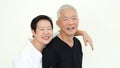 Asian senior couple smile, life with no worry on white background