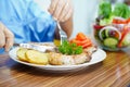 Asian senior or elderly old lady woman patient eating breakfast healthy food