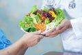 Asian senior or elderly old lady woman patient eating breakfast vegetable healthy food