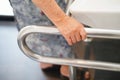 Asian senior or elderly old lady woman patient use toilet bathroom handle security in nursing hospital ward Royalty Free Stock Photo