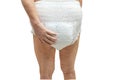 Asian senior or elderly old lady woman patient wearing incontinence diaper on white background with clipping path Royalty Free Stock Photo