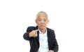 Asian senior executive businessman angry and pointing expression with business result Royalty Free Stock Photo