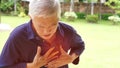 Asian senior man chest pain heart attack stroke health care