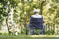 Asian senior man sitting in wheelchair Royalty Free Stock Photo