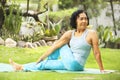 Asian senior old woman doing yoga