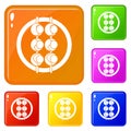Asian shashlik icons set vector color