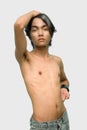 Asian shirtless teen glamor pose Royalty Free Stock Photo