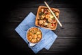 Asian shrimp soup and rice Royalty Free Stock Photo