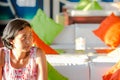 Asian Single Woman Sitting Alone Waiting in a Cafe Royalty Free Stock Photo