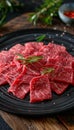 Asian sliced raw wagyu steak bbq with copy space, traditional chinese japanese korean beef dish Royalty Free Stock Photo